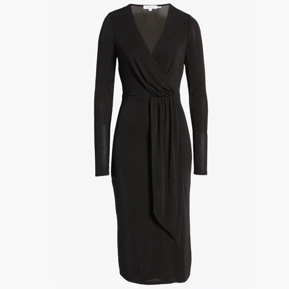 Good American Shimmer Long Sleeve Faux Wrap Dress - M - Picture 6 of 16